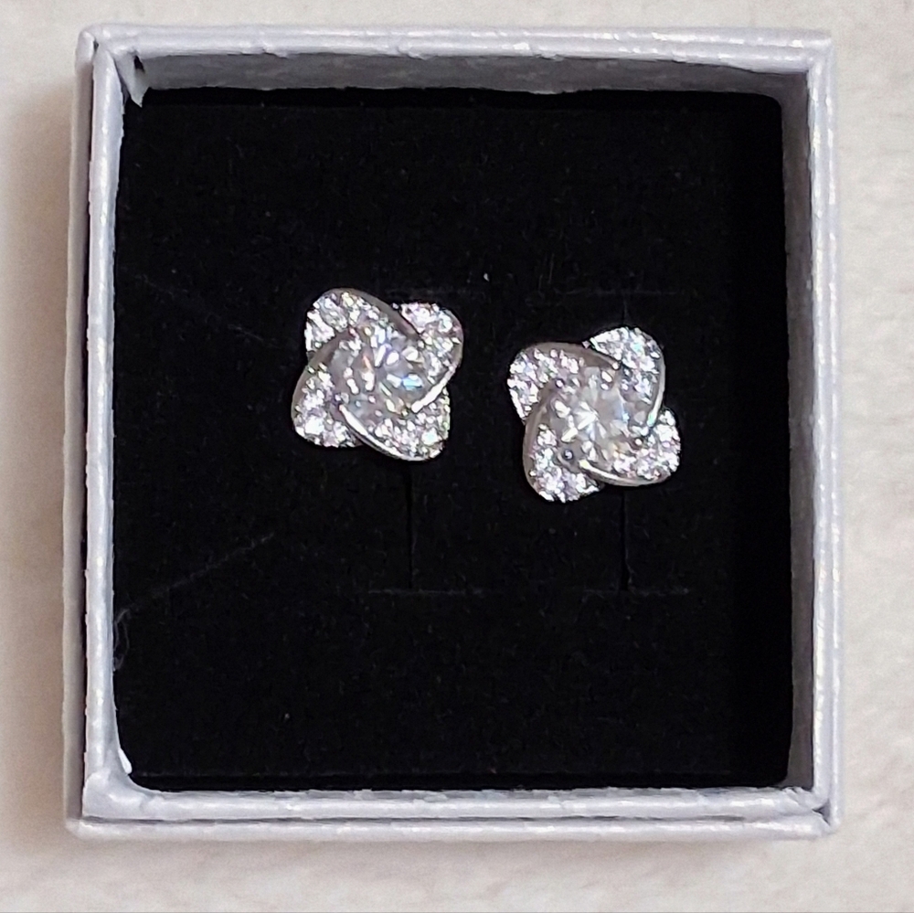White Gold Over 2CT Moissanite Pushback Earrings